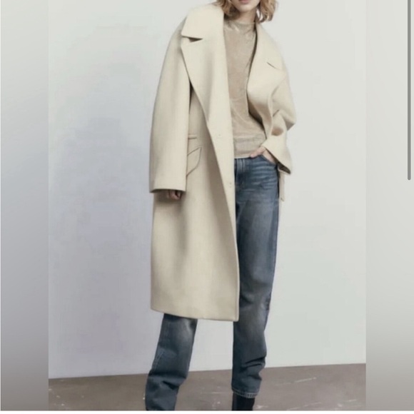 Cream Zara coat size XL NWT - Picture 2 of 4